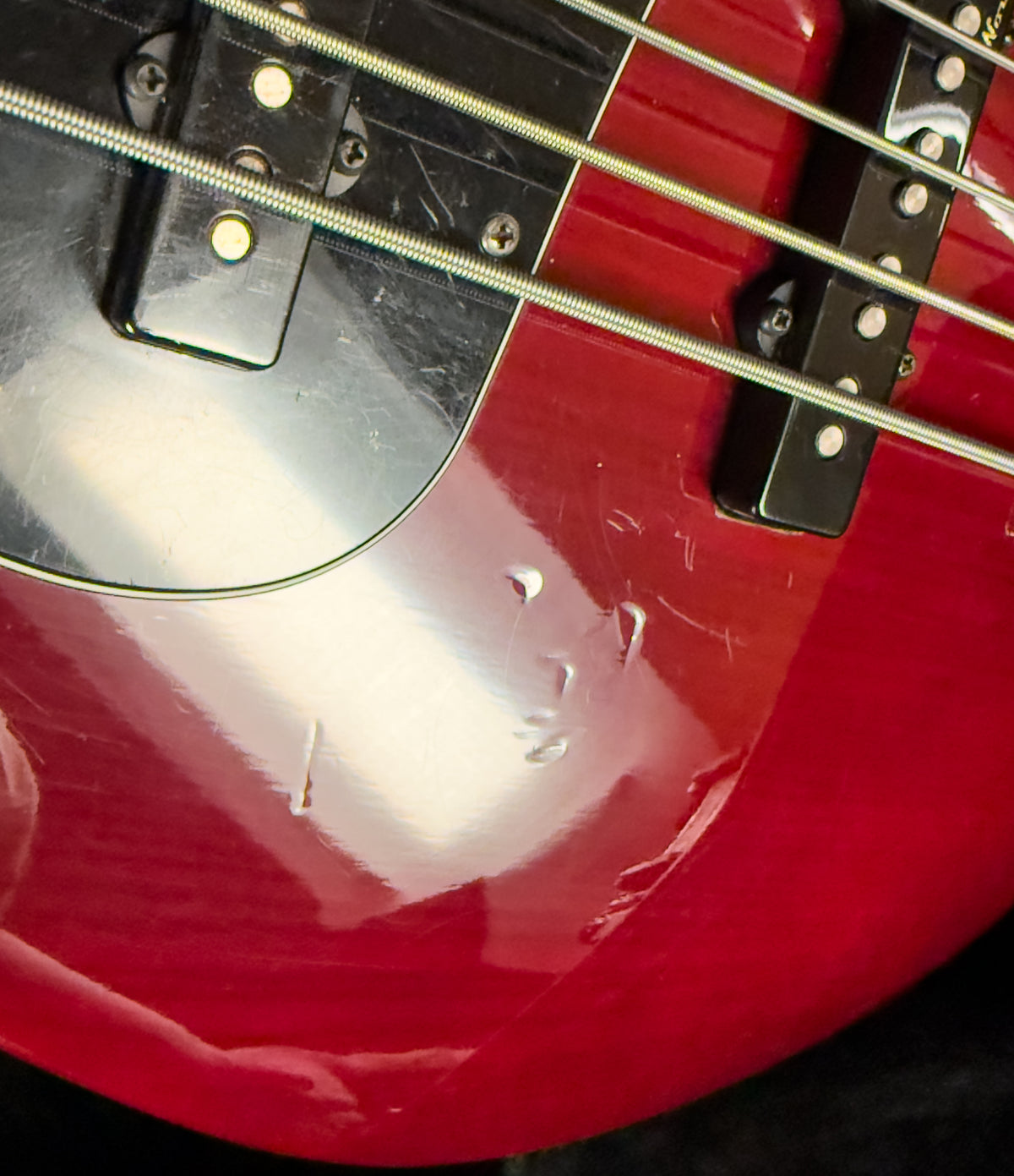 2012 Fender American Deluxe Jazz Bass V Wine Transparent