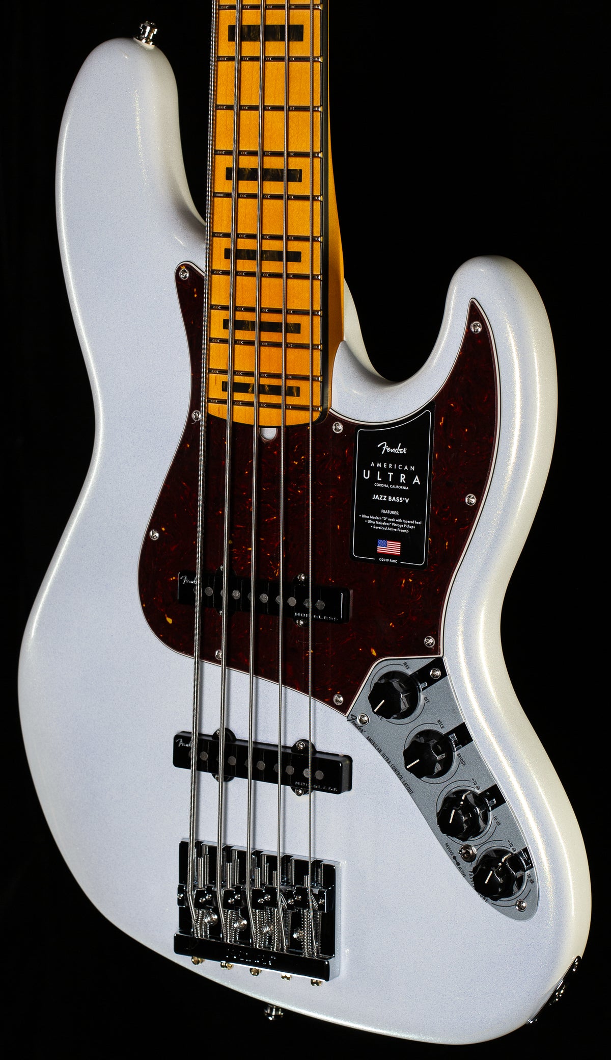 Fender American Ultra Jazz Bass V Maple Fingerboard Arctic Pearl