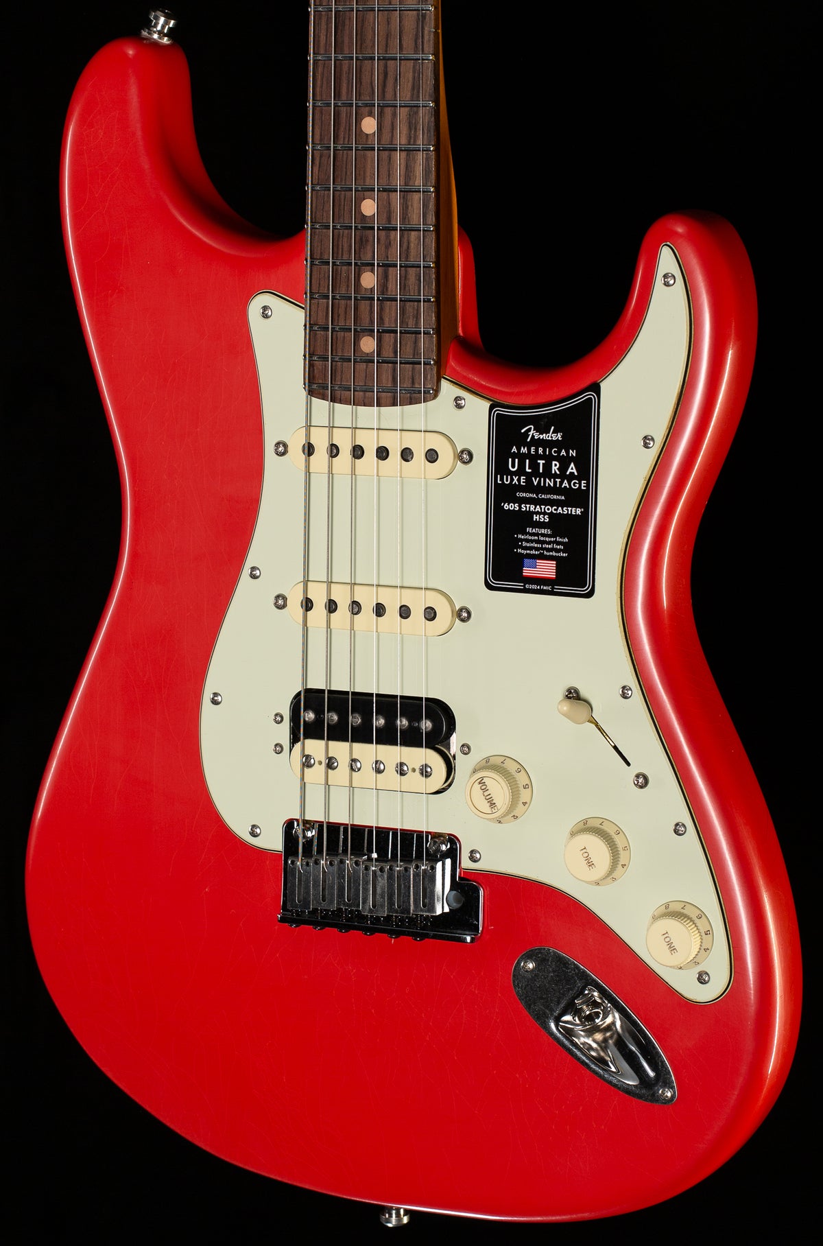Fender American Ultra Luxe Vintage &#39;60s Stratocaster HSS Rosewood Fingerboard Fiesta Red (527)