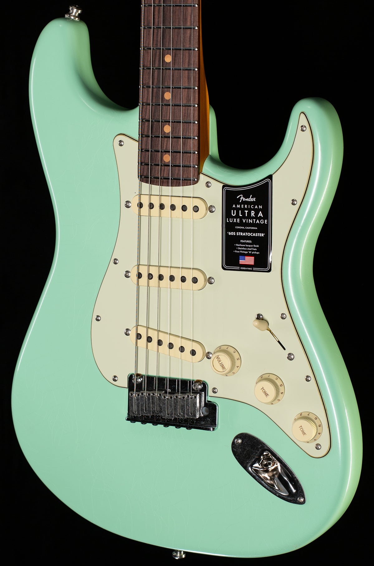 Fender American Ultra Luxe Vintage &#39;60s Stratocaster Rosewood Fingerboard Surf Green (485)