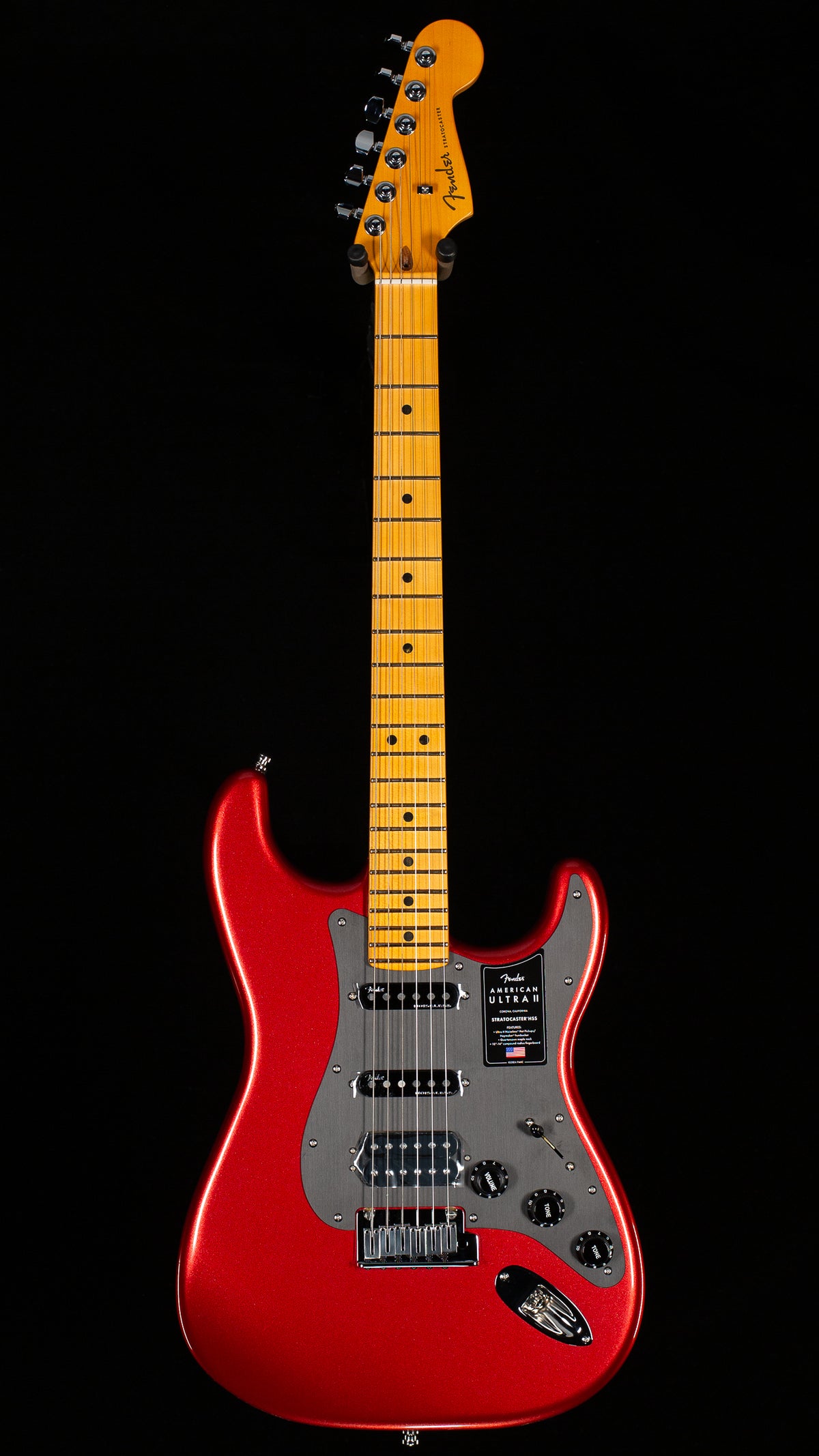 Fender American Ultra II Stratocaster HSS, Maple Fingerboard, Sinister Red (068)