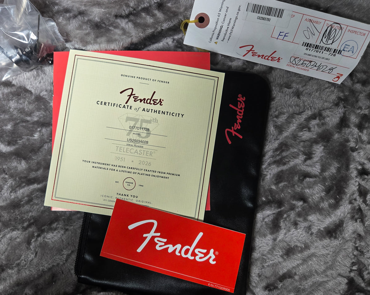 Fender 75th Anniversary American Ultra II Telecaster Ebony Fingerboard Liquid Gold (028)
