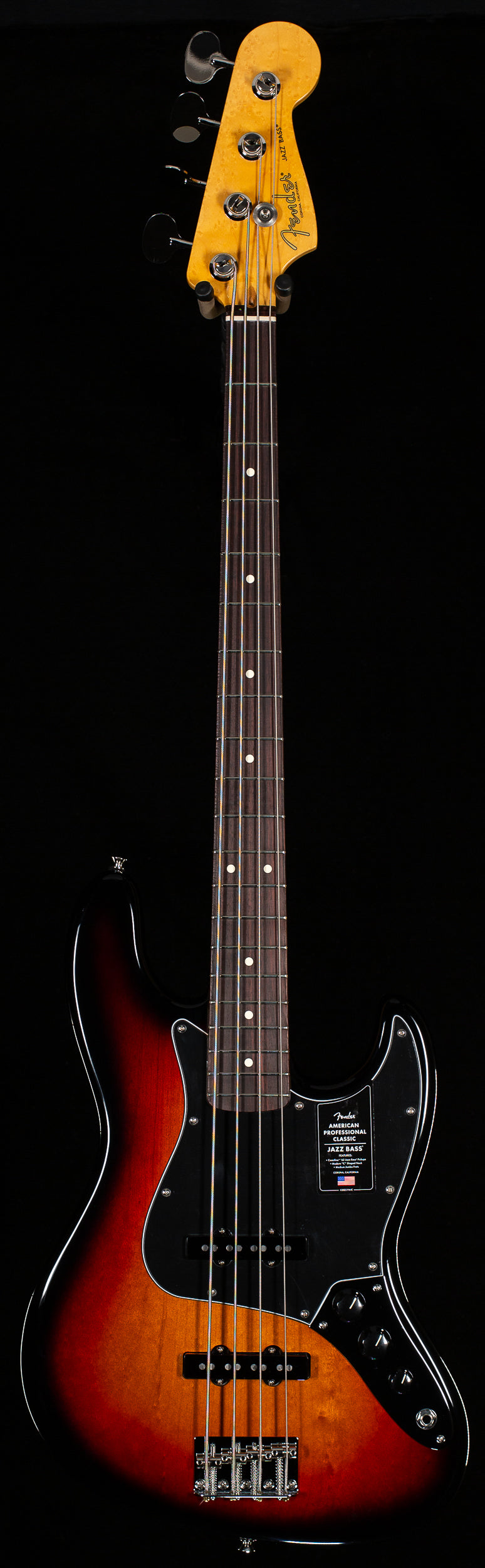 Fender American Professional Classic Jazz Bass, Rosewood Fingerboard, 3-Color Sunburst (701)