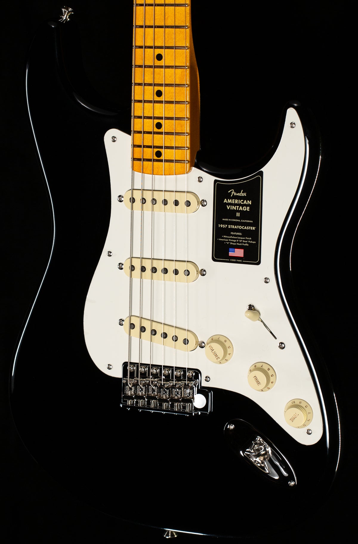 Fender American Vintage II 1957 Stratocaster Maple Fingerboard Black (570)