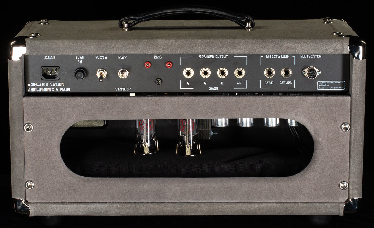 Amplified Nation Ampliphonix and Gain Head 50W Silver Suede/Wave Baffle + 2x12 Square Cabinet