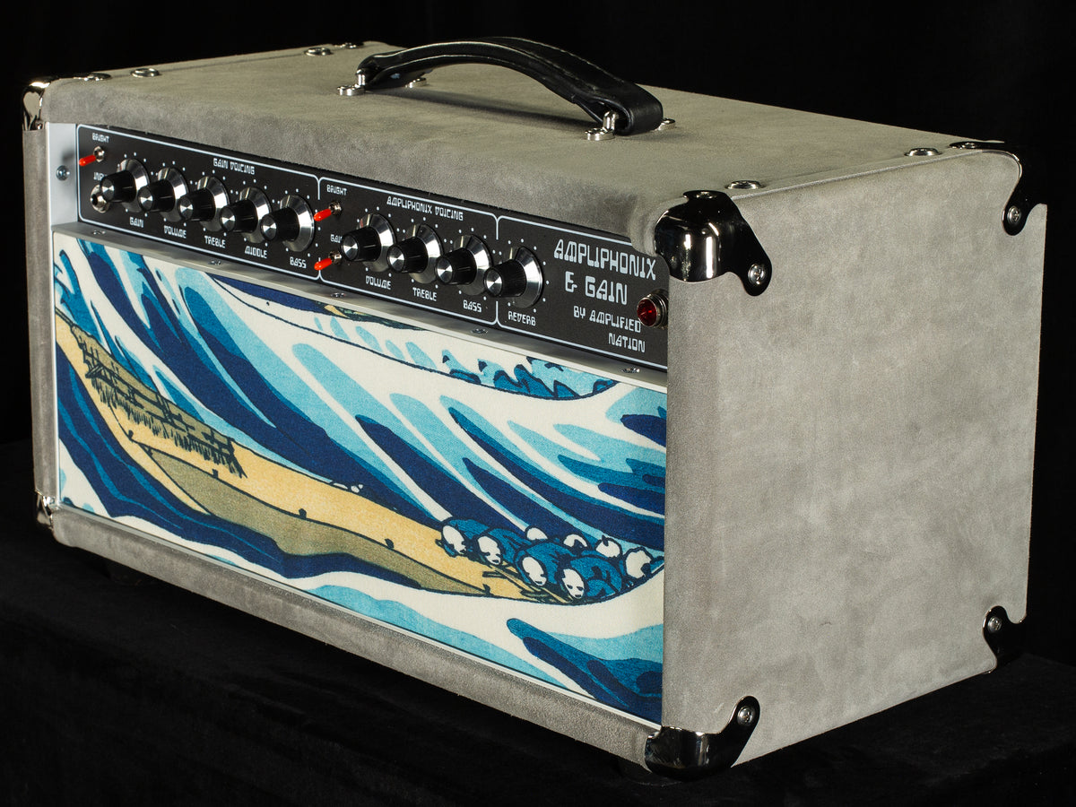 Amplified Nation Ampliphonix and Gain Head 50W Silver Suede/Wave Baffle + 2x12 Square Cabinet