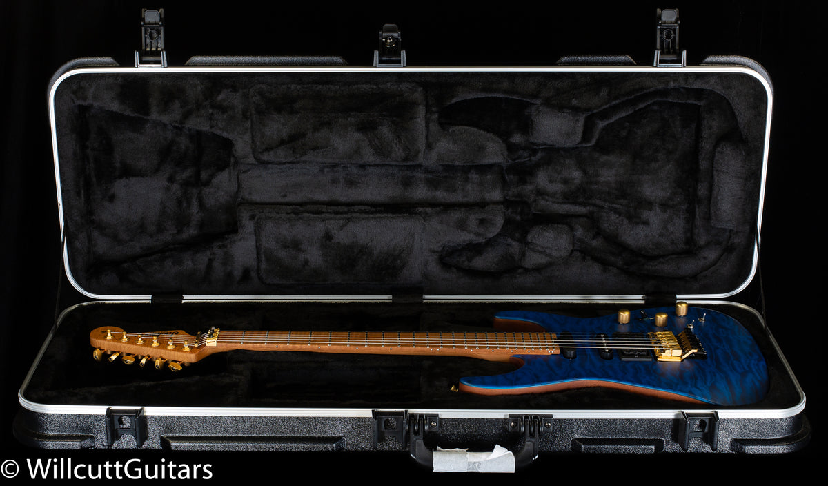 Jackson USA Signature Phil Collen PC1 Caramelized Flame Maple Fingerboard Satin Stain Transparent Blue (763)