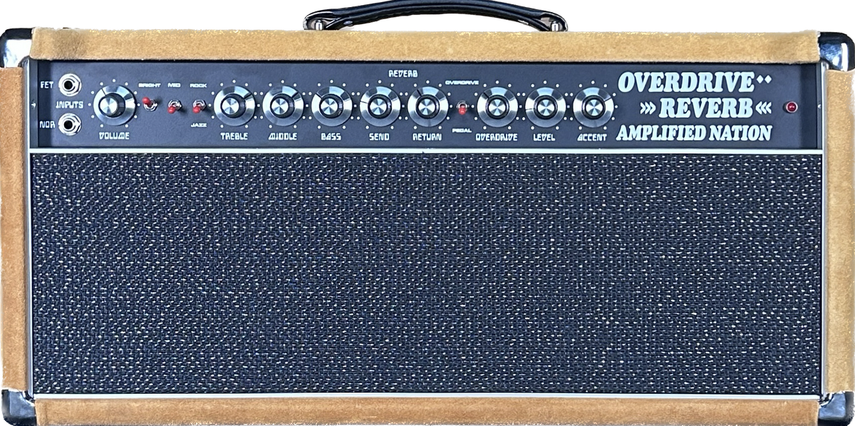 Amplified Nation Overdrive Reverb Head Golden Brown Suede 100w