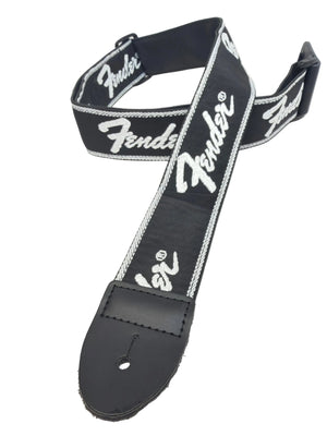 Fender 2" Running Logo Strap Black/White Nylon