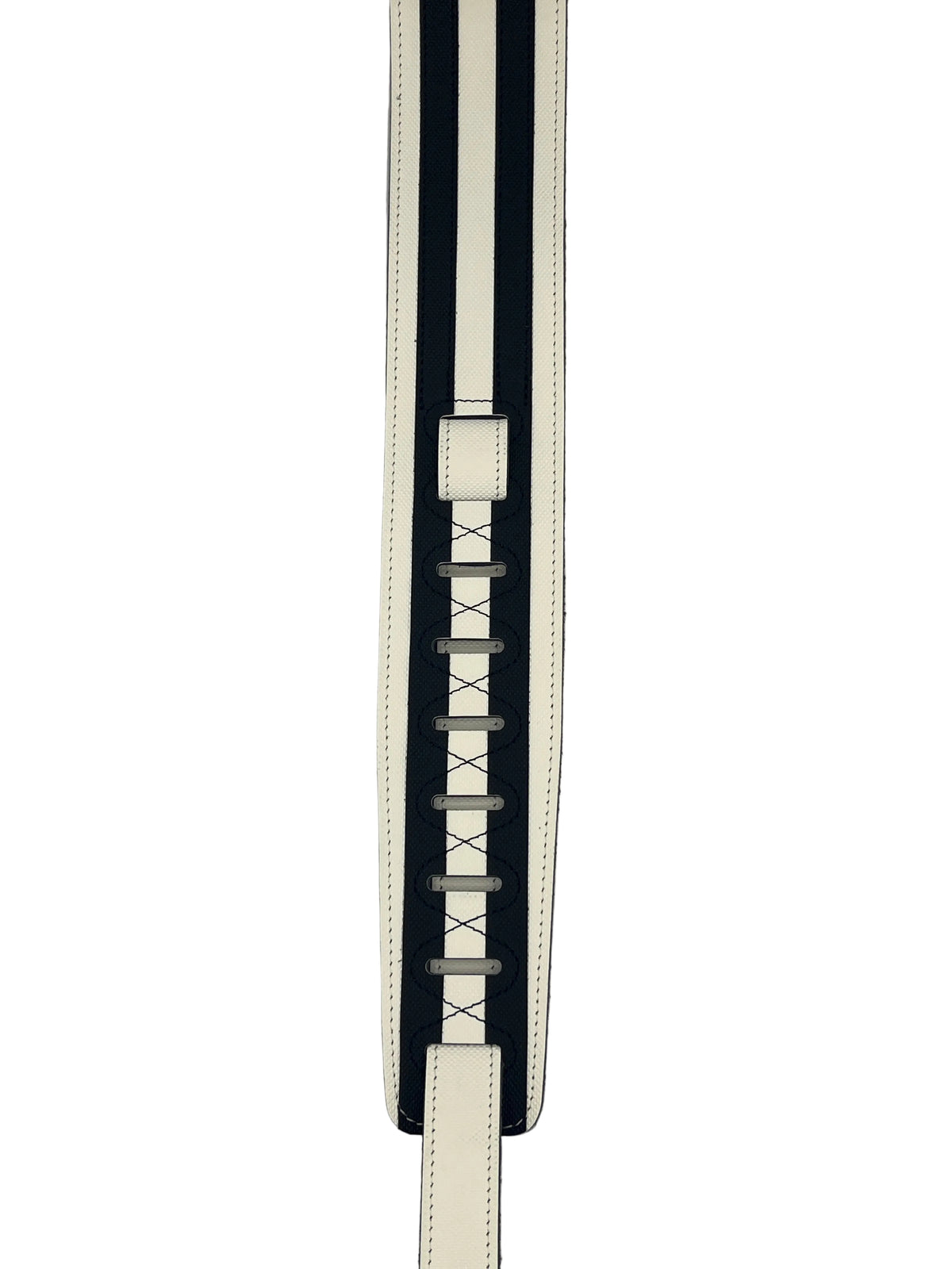 D’Addario-2.5’ Leather Racing Stripe Strap Blk/White