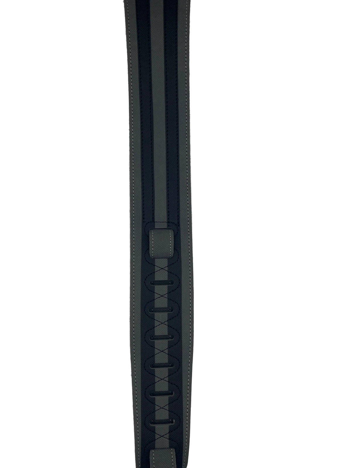 D’Addario- 2.5’ Leather Racing Stripe Strap Grey/Black