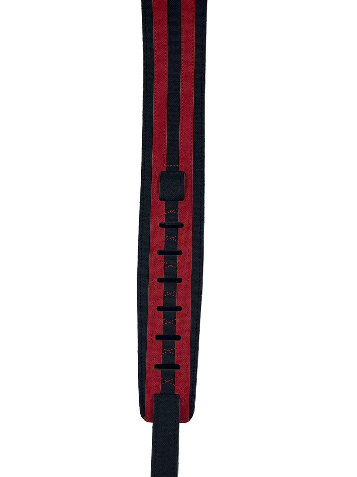 D’Addario-2.5’ Leather Racing Stripe Strap Blk/Red
