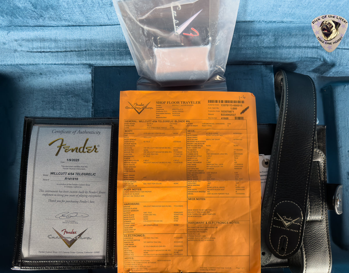 2025 Fender Custom Shop Willcutt Exclusive 4/54 Telecaster Relic Blonde