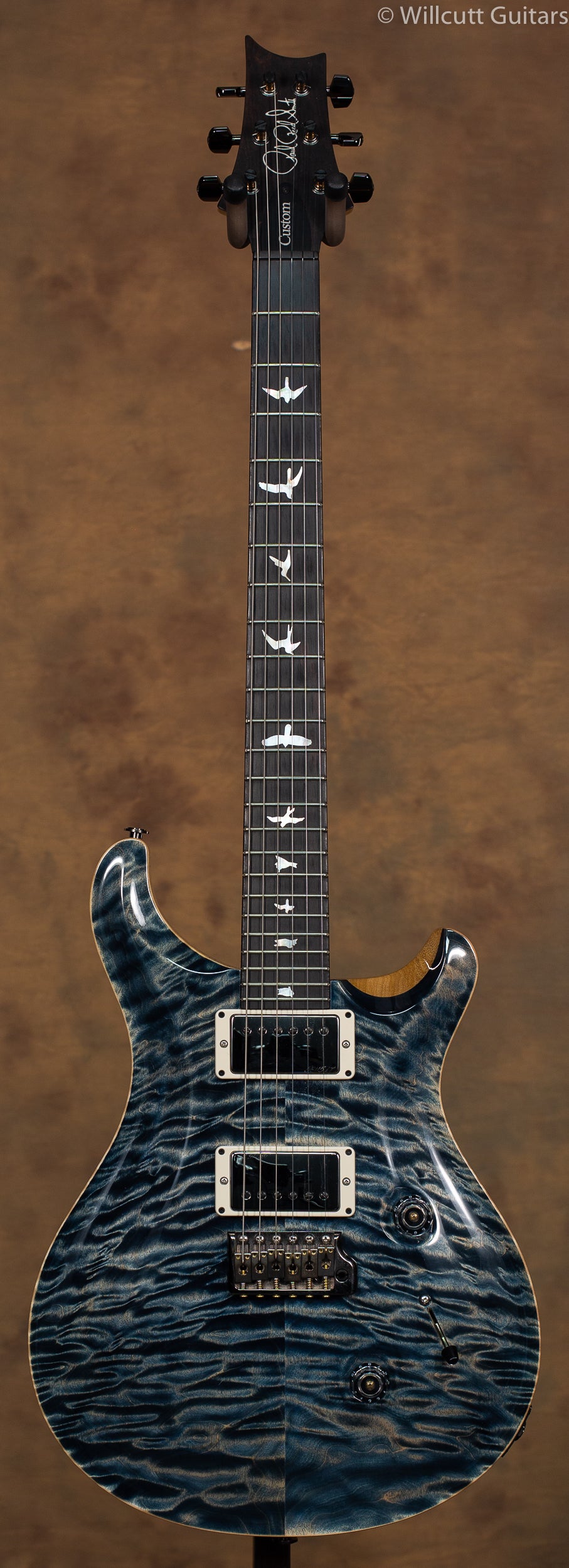 PRS Custom 24 Wood Library Whale Blue Quilt 10 USED