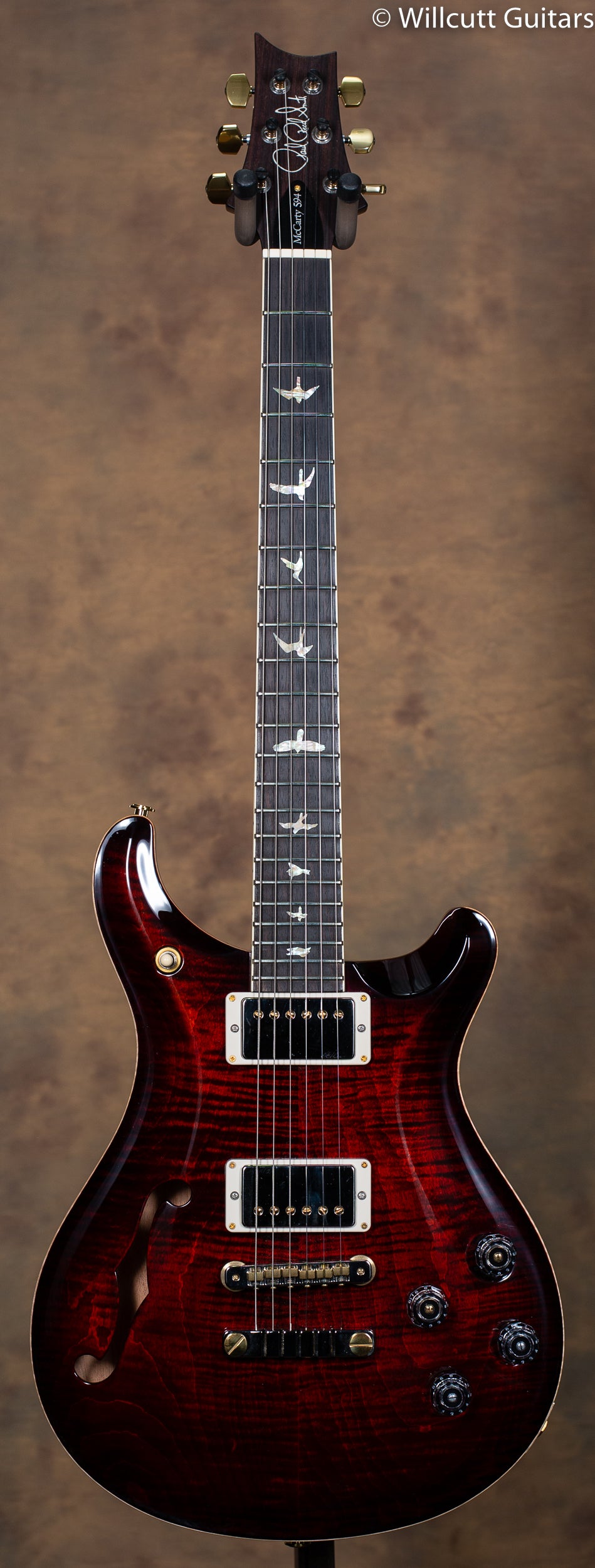 PRS McCarty 594 Semi-Hollow Fire Red Burst 10 Top