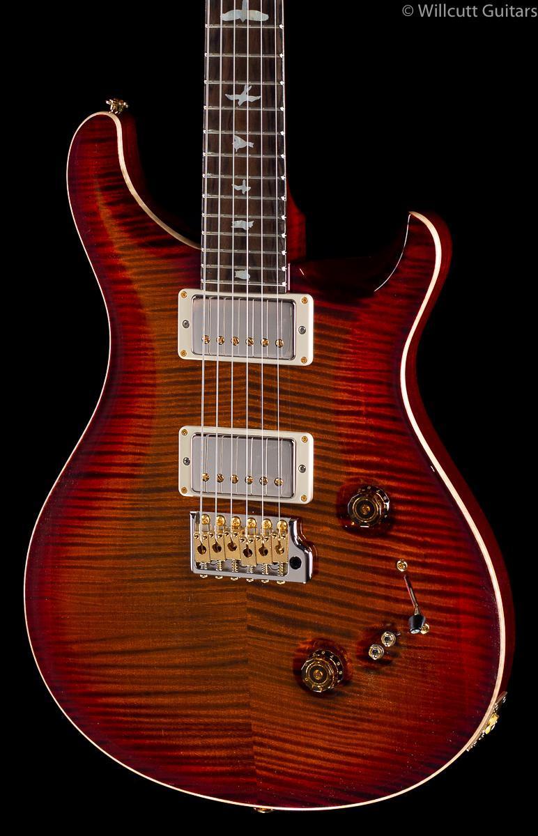 PRS Custom 24-08 Wood Library Dark Cherry Burst Flame Maple Neck