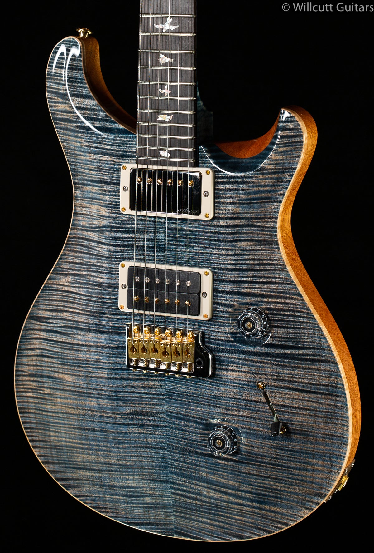 PRS Wood Library Custom 24 "Fatback" Faded Whale Blue Artist Top Flamed Maple Neck