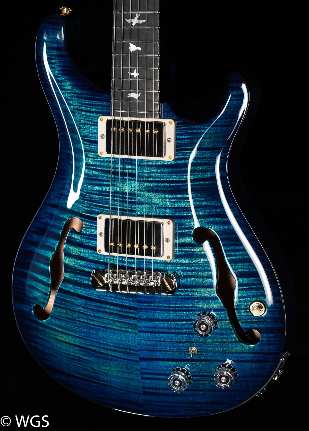 PRS Hollowbody II Piezo Wood Library Edition River Blue Smokeburst