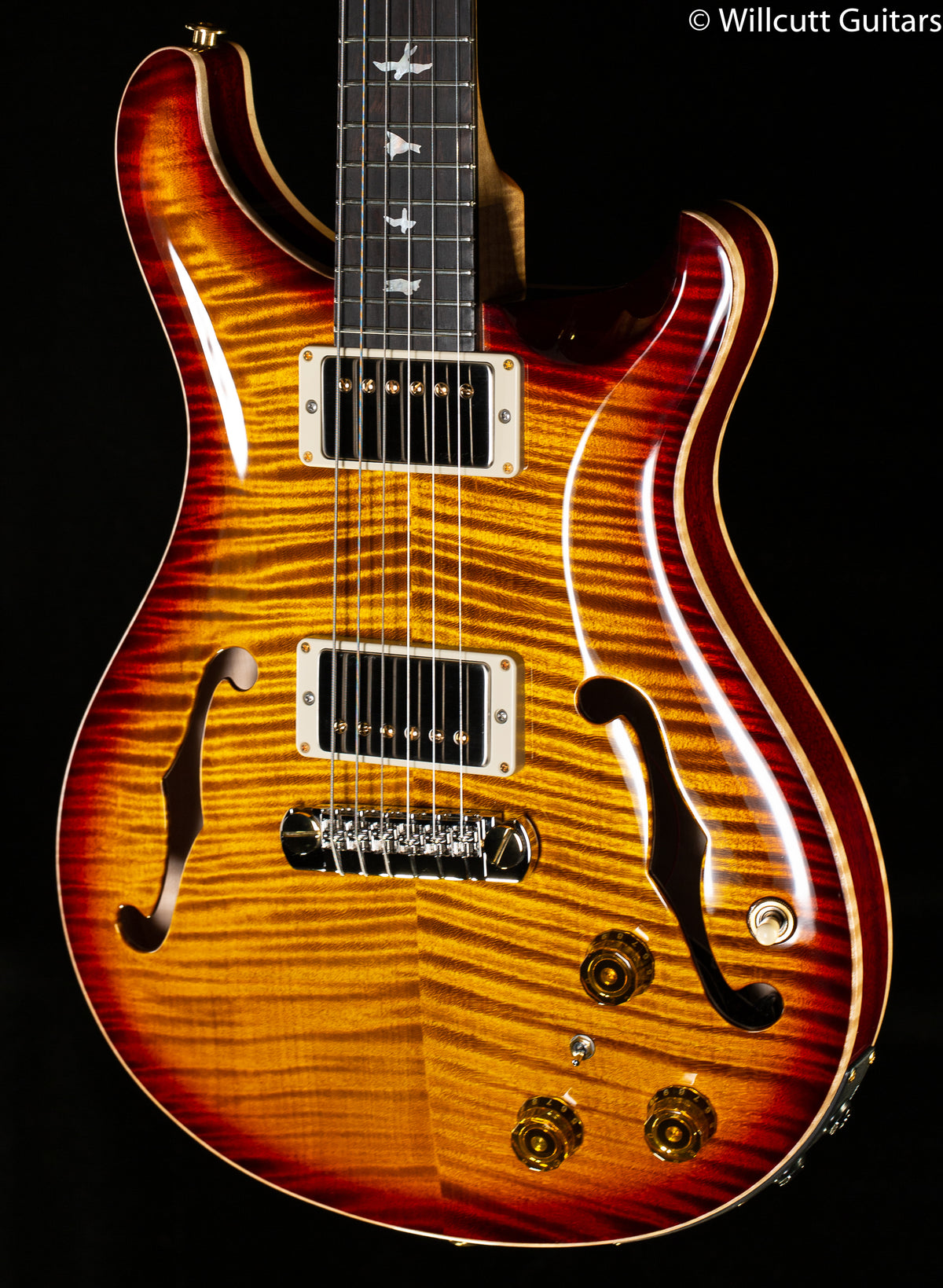 PRS Hollowbody II Piezo Wood Library Edition Dark Cherry Burst