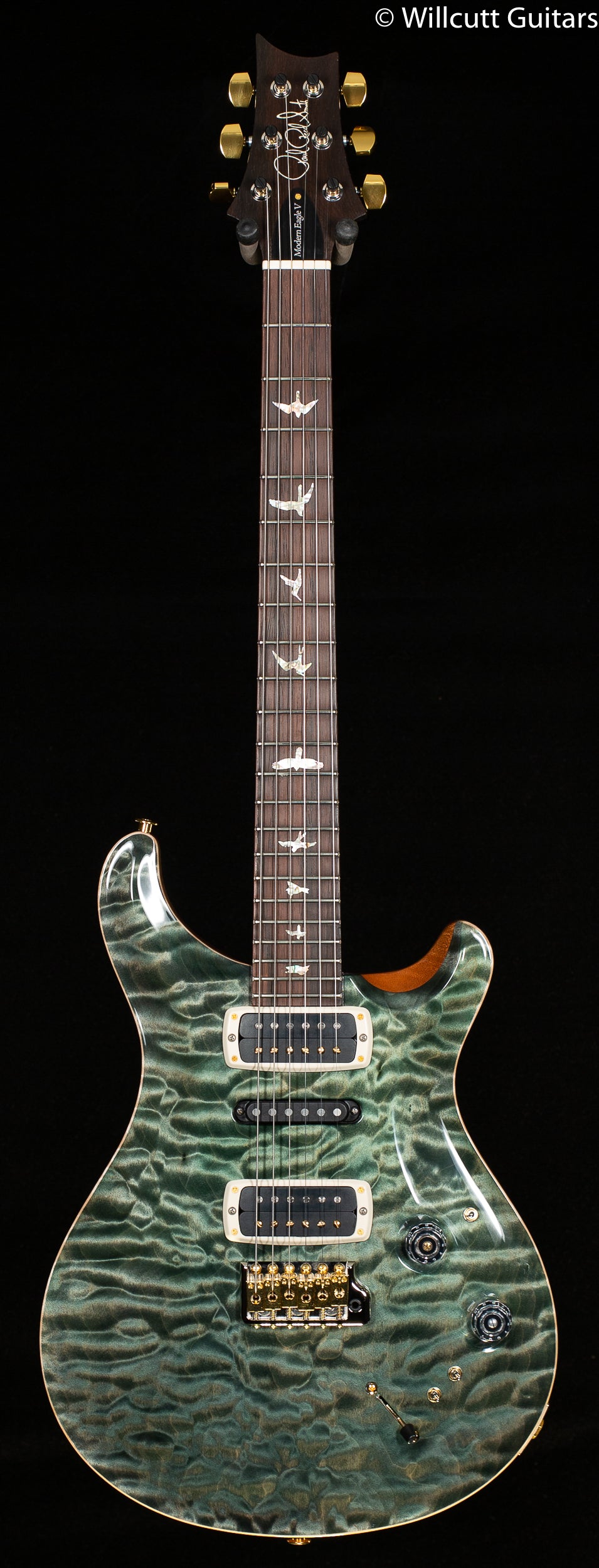PRS Modern Eagle V Wood Library Edition Artist One-Piece Quilt Trampas Green