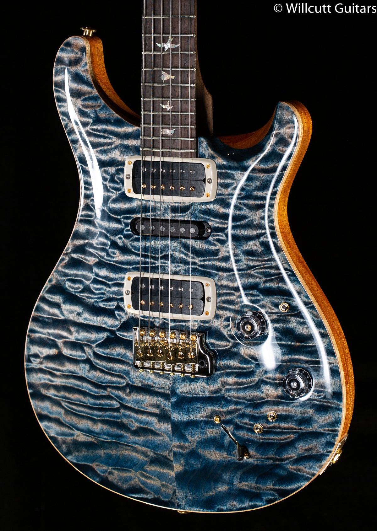 PRS Modern Eagle V Wood Library Edition Artist Quilt Faded Whale Blue