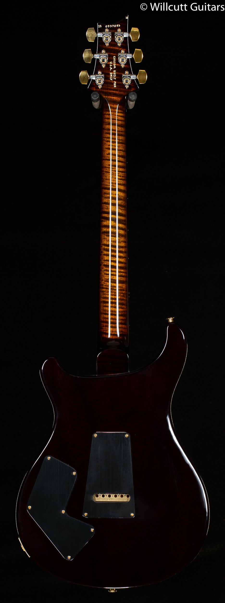 PRS Wood Library Modern Eagle V Black Gold Wraparound Burst Stained Flame Maple Neck