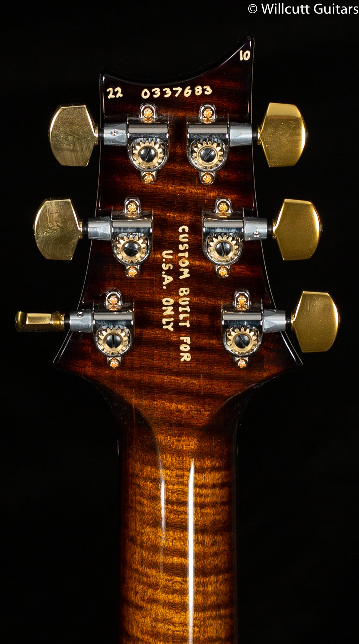 PRS Wood Library Modern Eagle V Black Gold Wraparound Burst Stained Flame Maple Neck