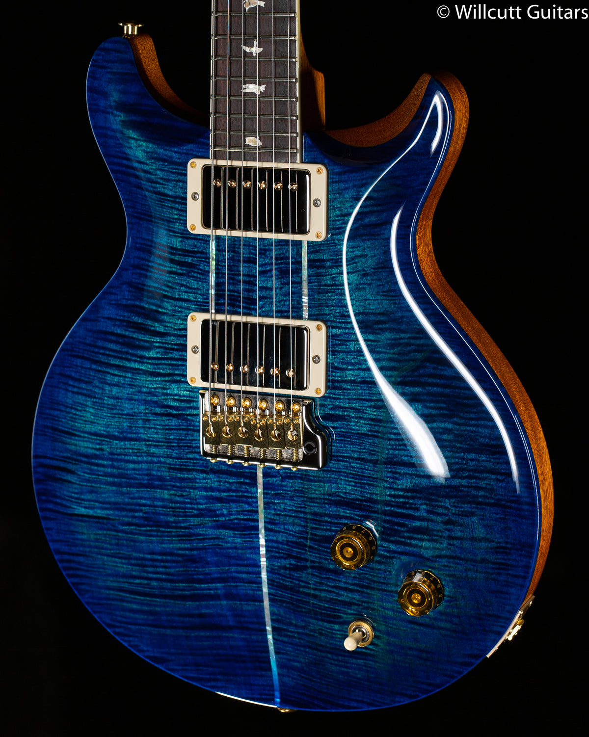 2022 PRS Santana Retro Flame Maple 10 Top Custom Color River Blue/Blue Binding (958)