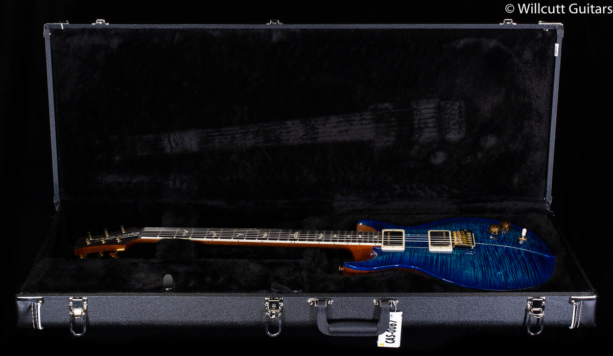 2022 PRS Santana Retro Flame Maple 10 Top Custom Color River Blue/Blue Binding (958)