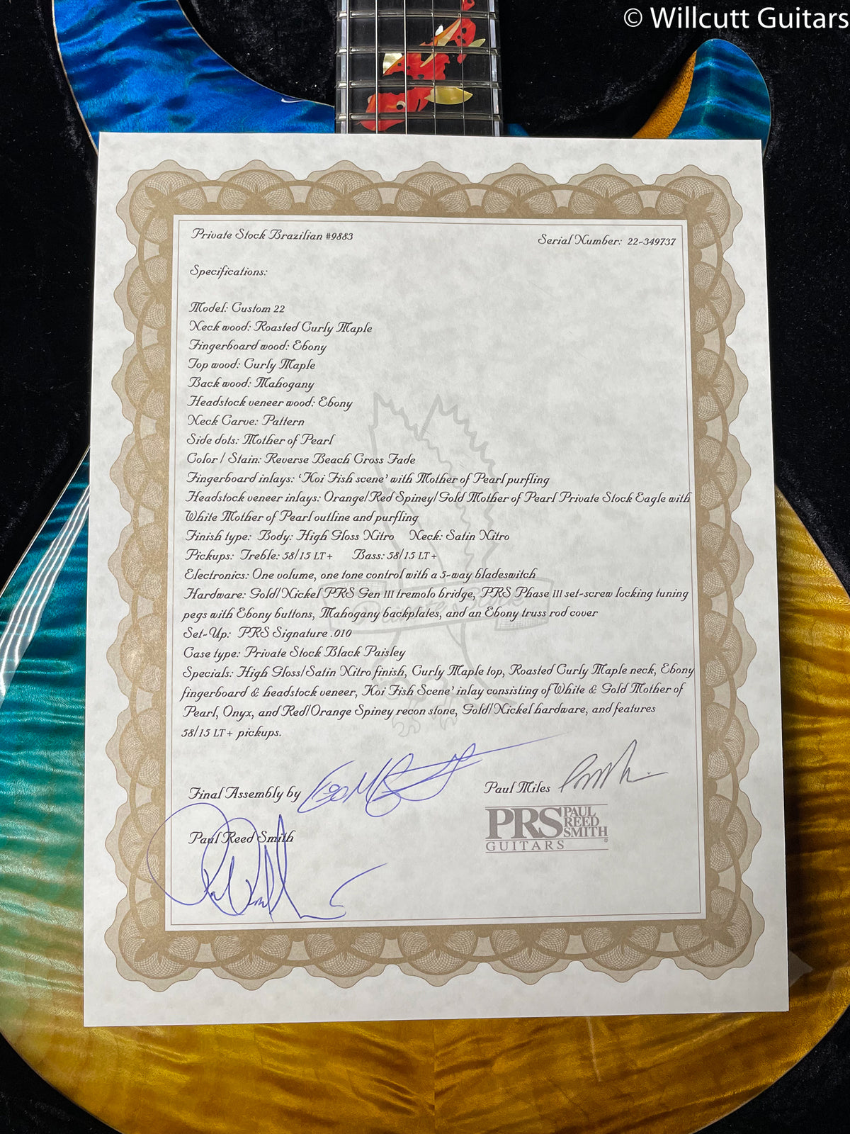 PRS Private Stock 9883 Custom 22 Beach Fade Koi Inlay (737)