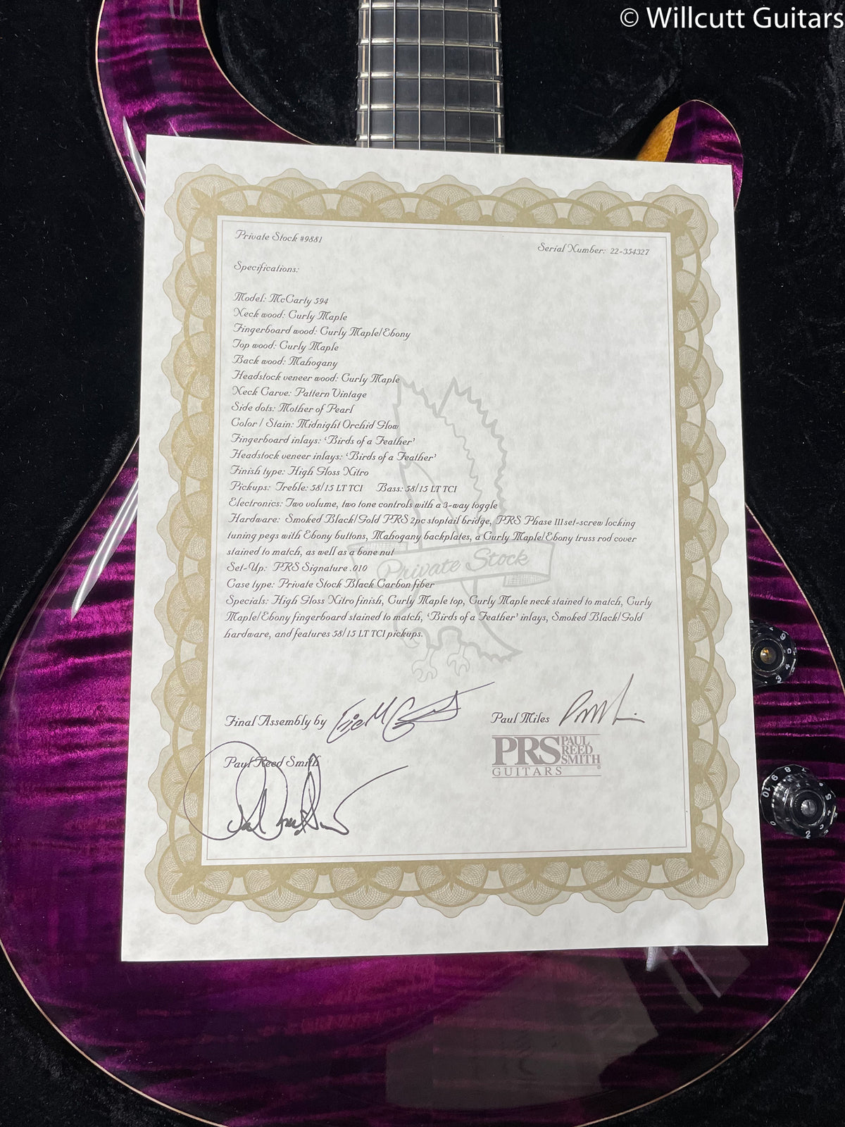 PRS Private Stock 09881 McCarty 594 Midnight Orchid Glow Birds in Flight (327)