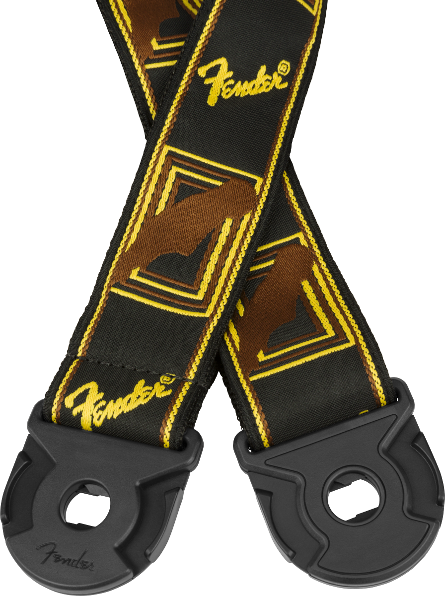 Fender Quick Grip Locking End Strap Black Yellow and Brown 2