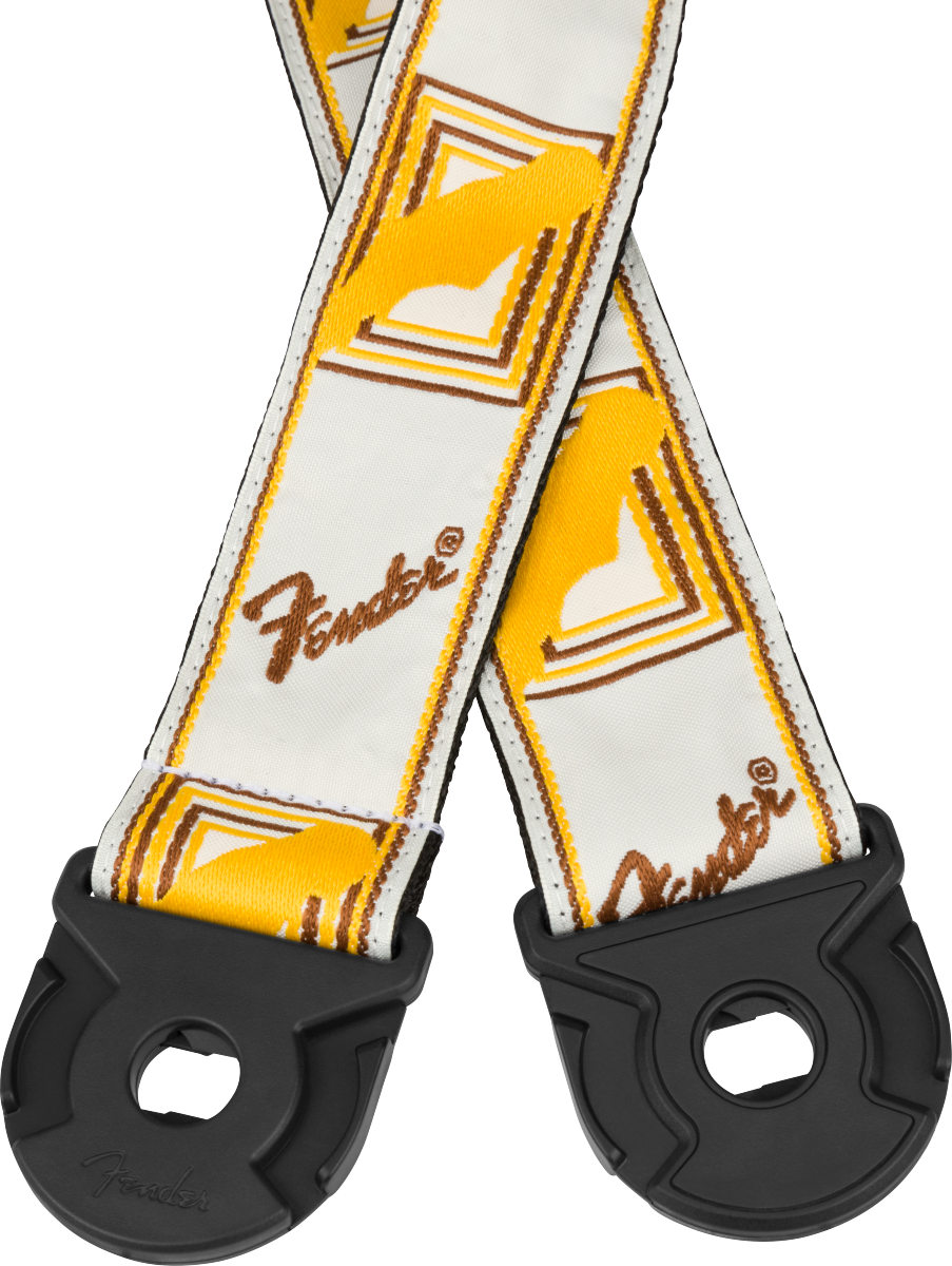 Fender Quick Grip Locking End Strap, White, Yellow and Brown, 2