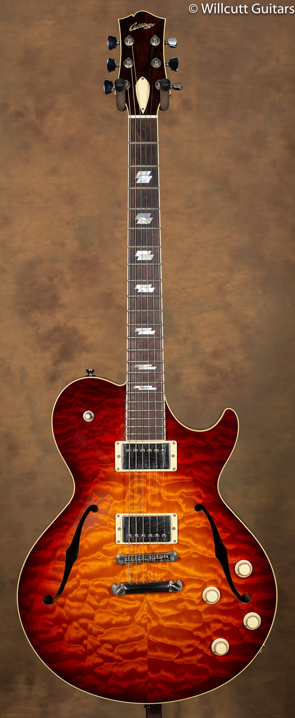 Collings Soco Deluxe Quilt Dark Cherry Burst Brazilian Rosewood Fingerboard USED