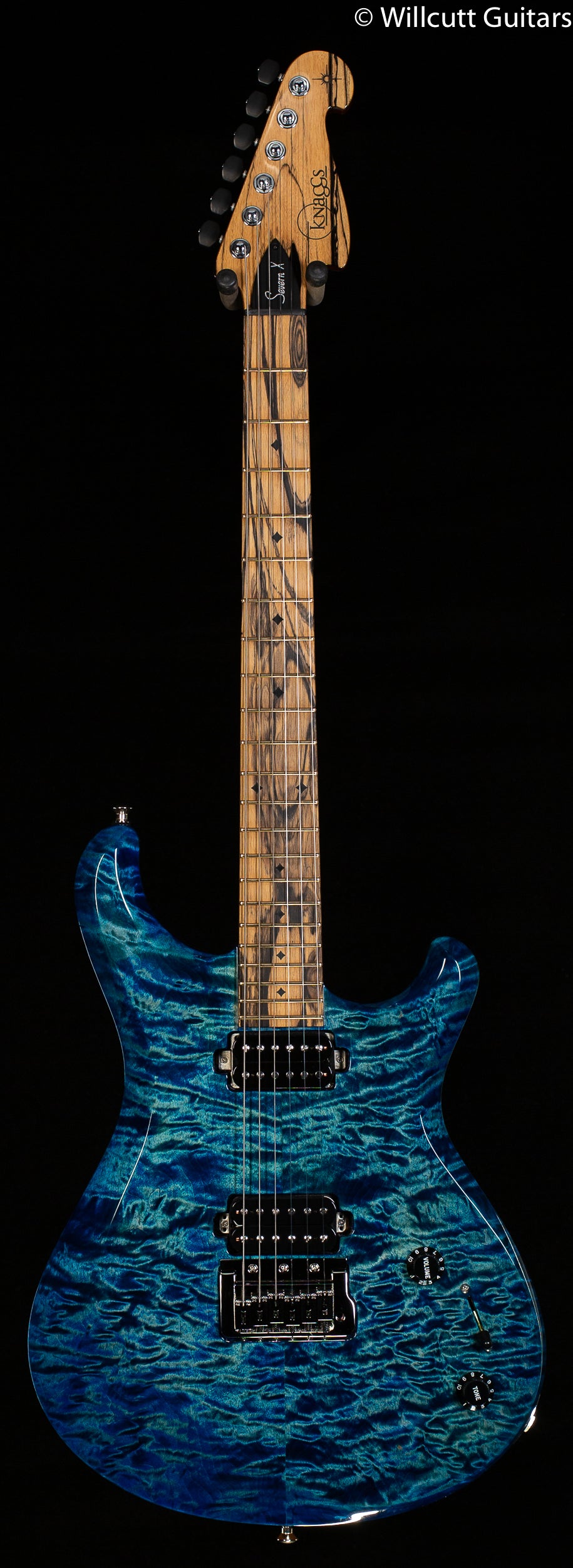 Knaggs Chesapeake Severn X Blue Green Burst T1 Quilt top, Moon Ebony