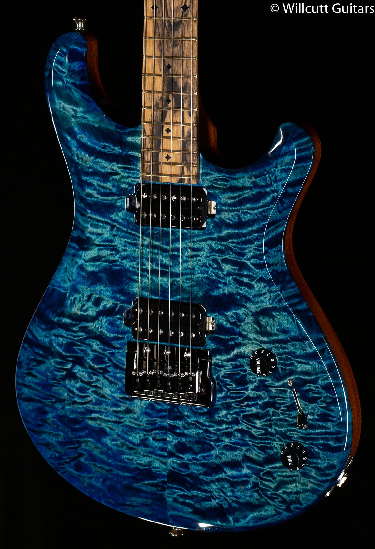 Knaggs Chesapeake Severn X Blue Green Burst T1 Quilt top, Moon Ebony