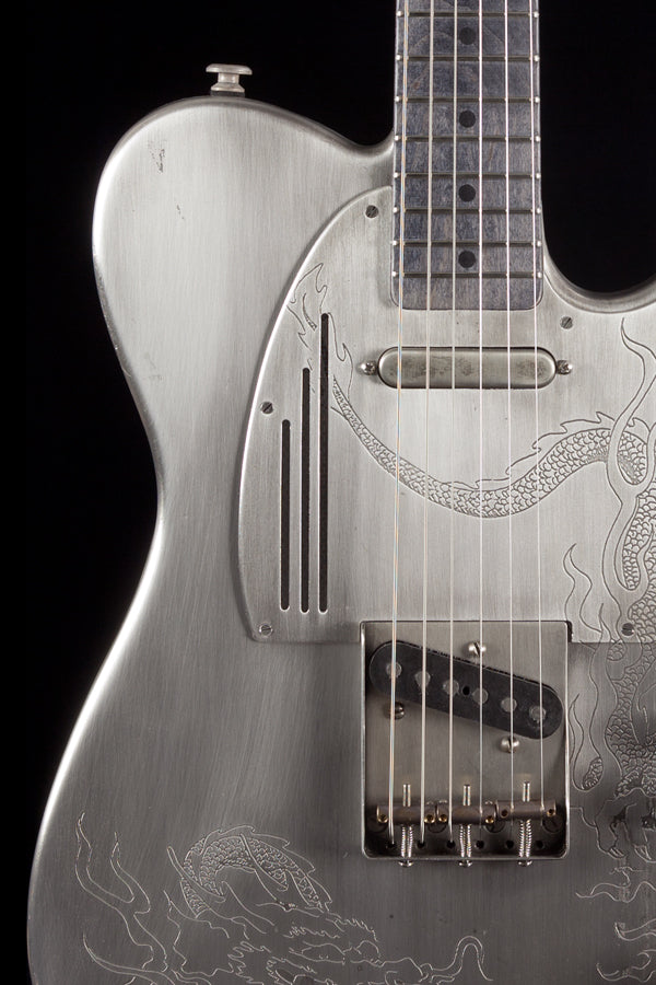 Trussart SteelCaster Antique Silver Dragon Engraved Holey Back (065)