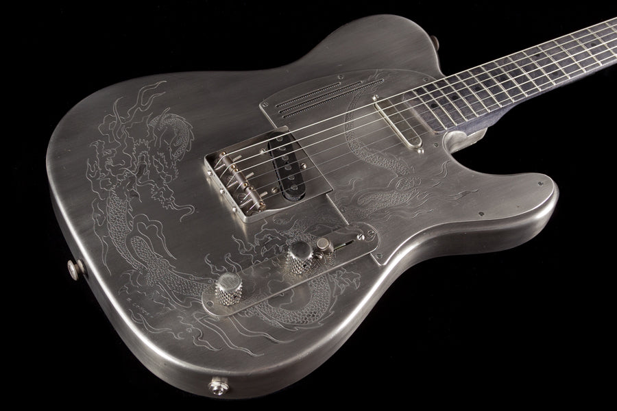 Trussart SteelCaster Antique Silver Dragon Engraved Holey Back (065)