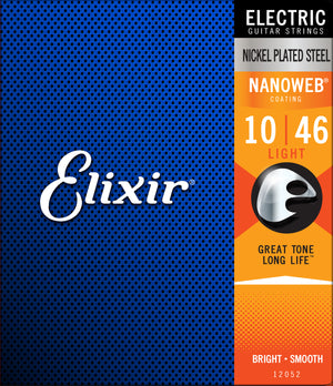 Elixir Strings Nanoweb Electric Guitar Strings-.010-.046 Light