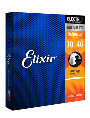 Elixir Strings Nanoweb Electric Guitar Strings-.010-.046 Light