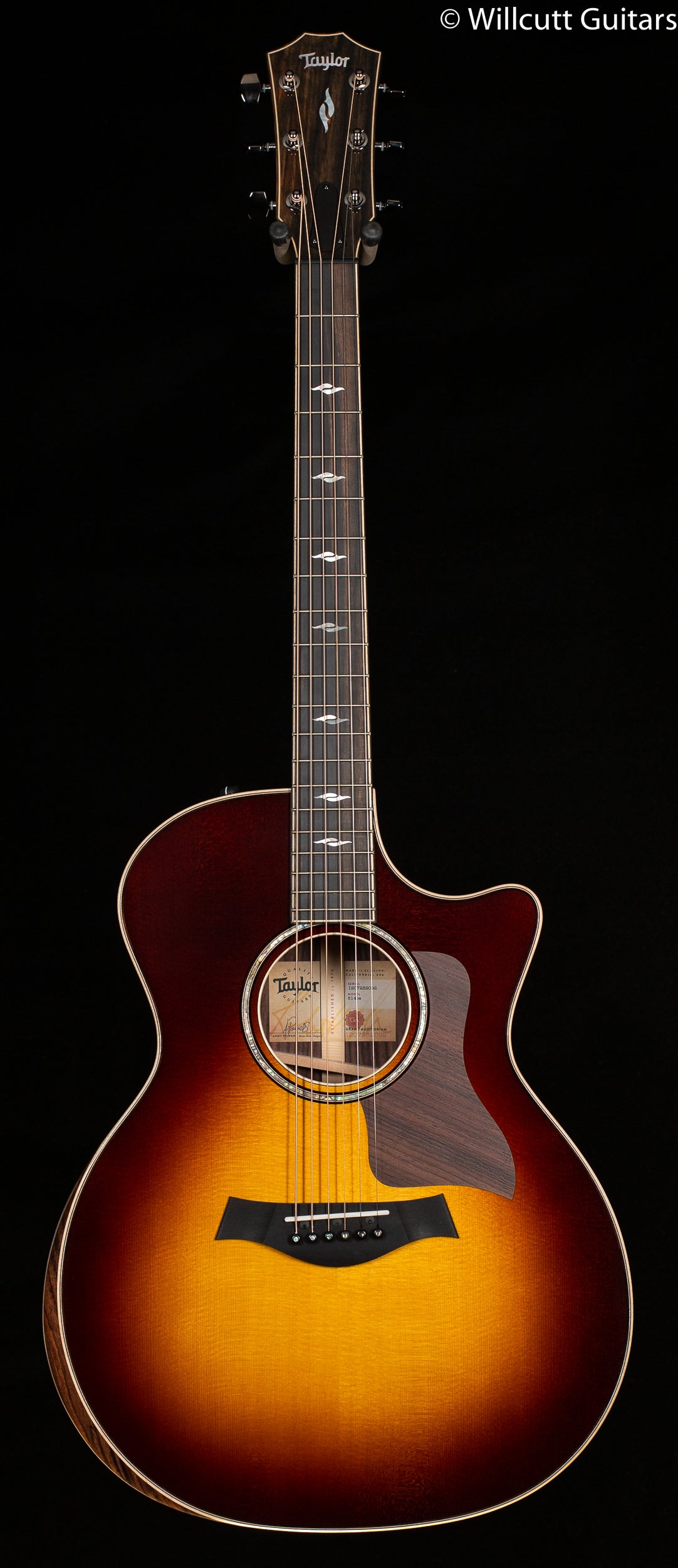 taylor 814ce tobacco sunburst Grand Auditorium Cutaway Electric LEFT HANDED with case 059 with a smoky ebony fretboard Taylor Acoustic Guitars - 814ce