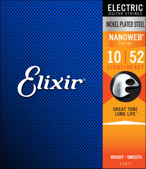 Elixir Strings Nanoweb Electric Guitar Strings-.010-.052 Light-Heavy