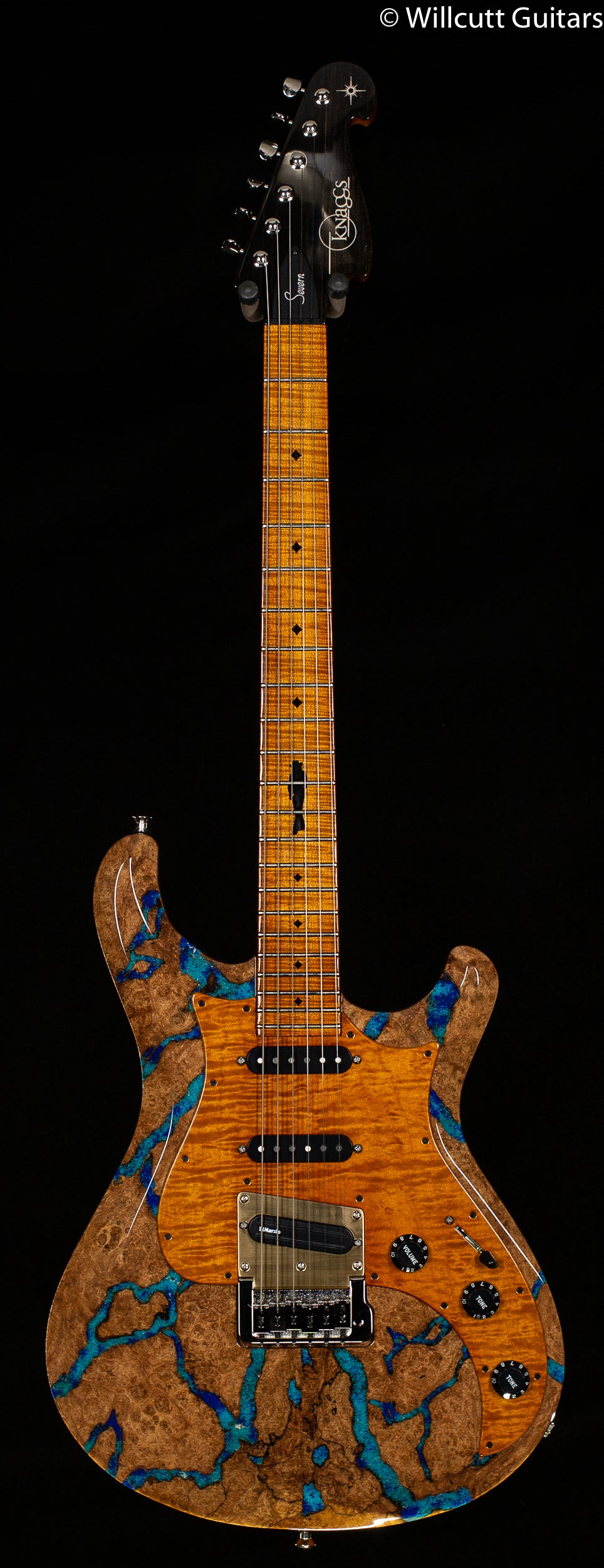 Knaggs Severn Trem Larry Mitchell Model Spalted Maple/Stone Inlay 