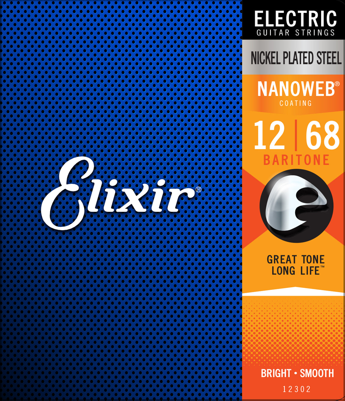 Elixir Strings Nanoweb Electric Guitar Strings-.012-.068 Baritone