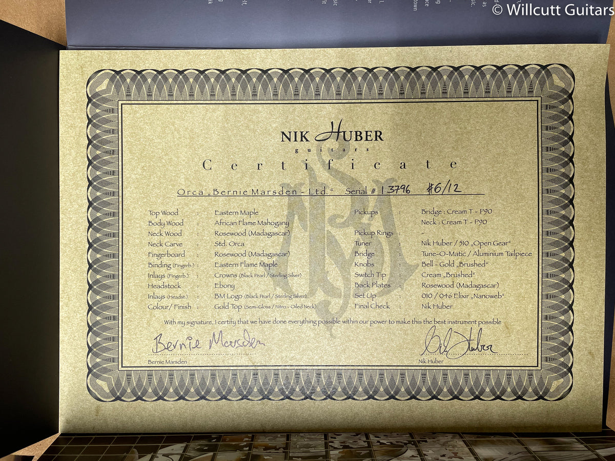 Nik Huber Orca Bernie Marsden Signature Gold Top (796)