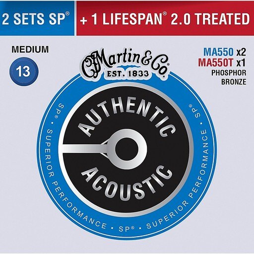 Martin Authentic Acoustic Value Pack Phosphor Bronze Medium Guitar Strings -.013-.056