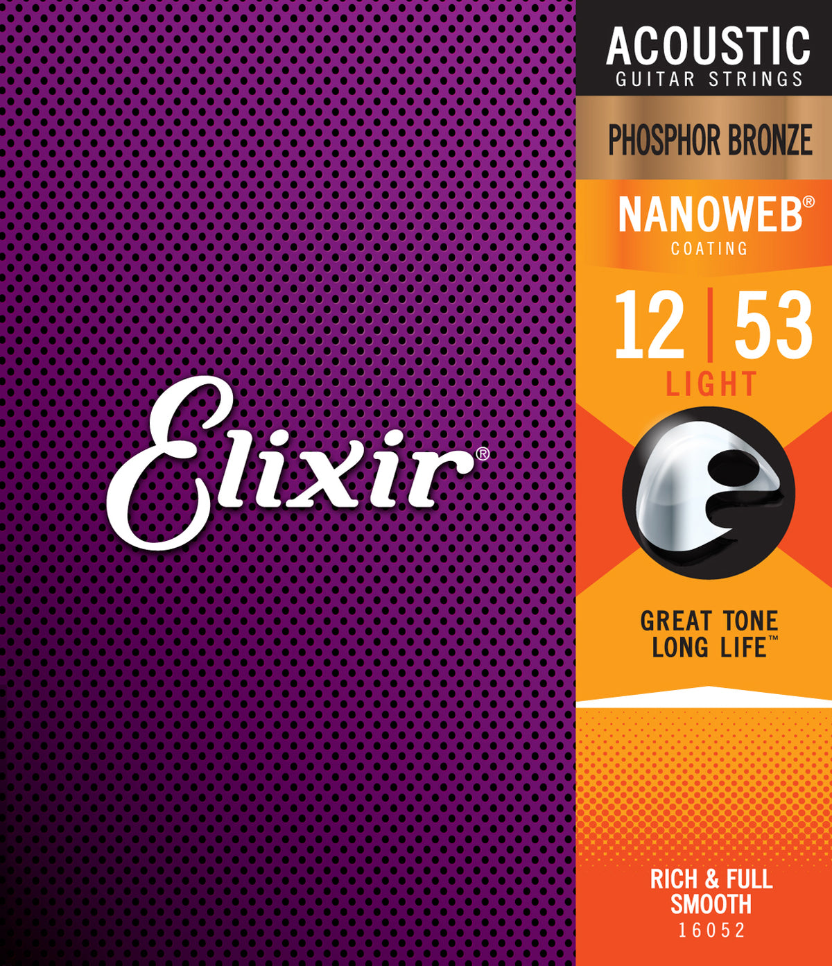 Elixir Strings Nanoweb Phosphor Bronze Acoustic Guitar Strings -.012-.053 Light