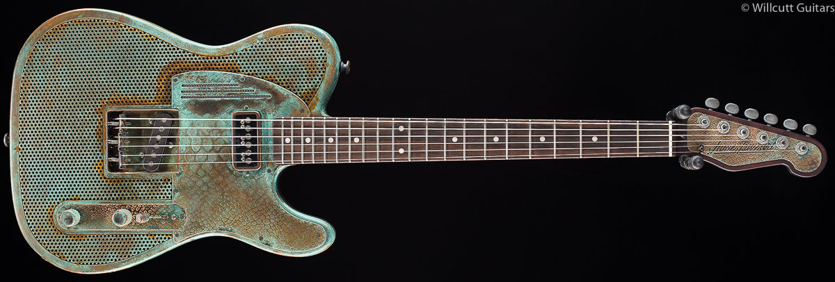 Trussart SteelCaster Titanic Green Snakeskin Engraved (079)