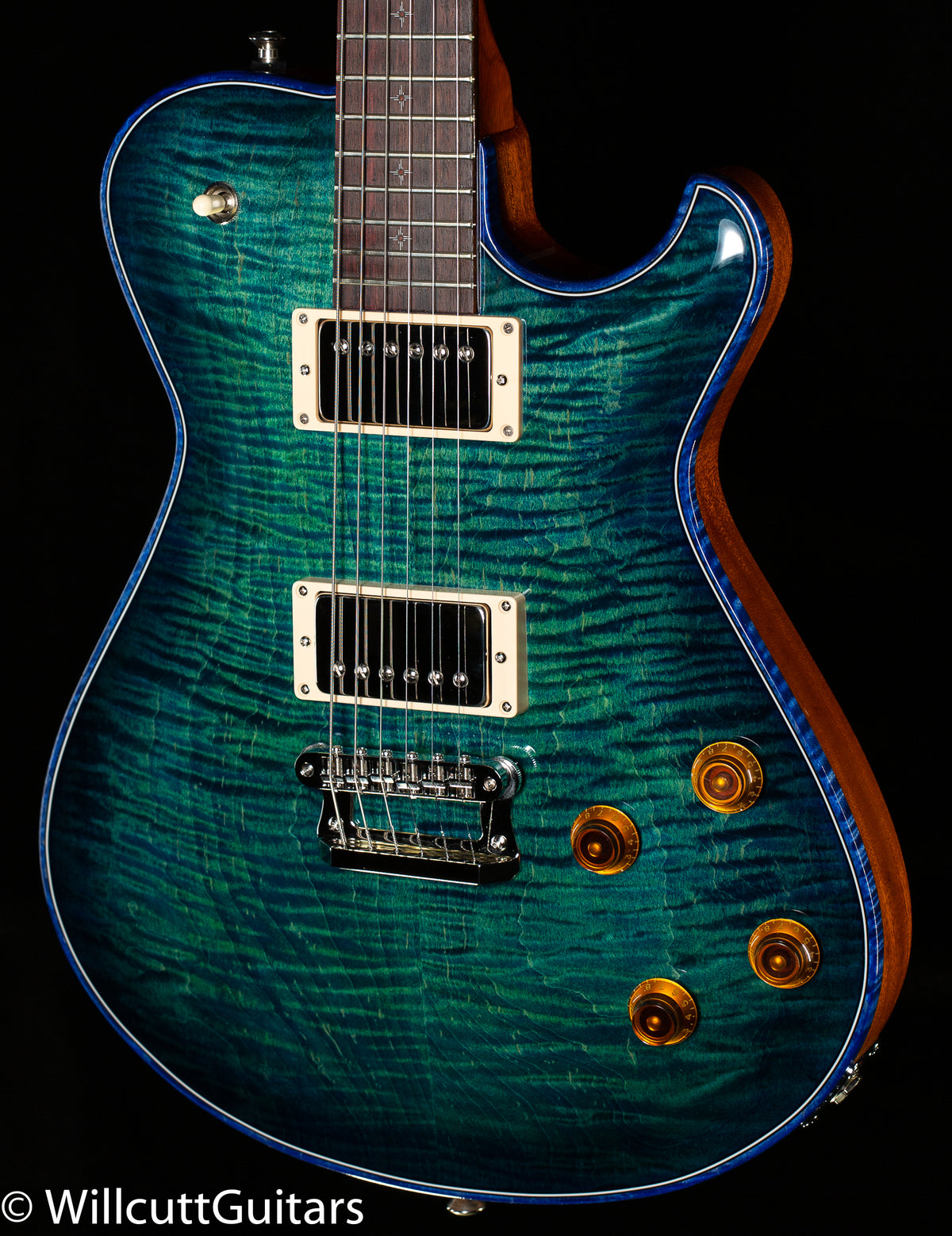 Knaggs Influence Kenai Blue GreenBurst w/Blue binding & T1 Maple top (615)