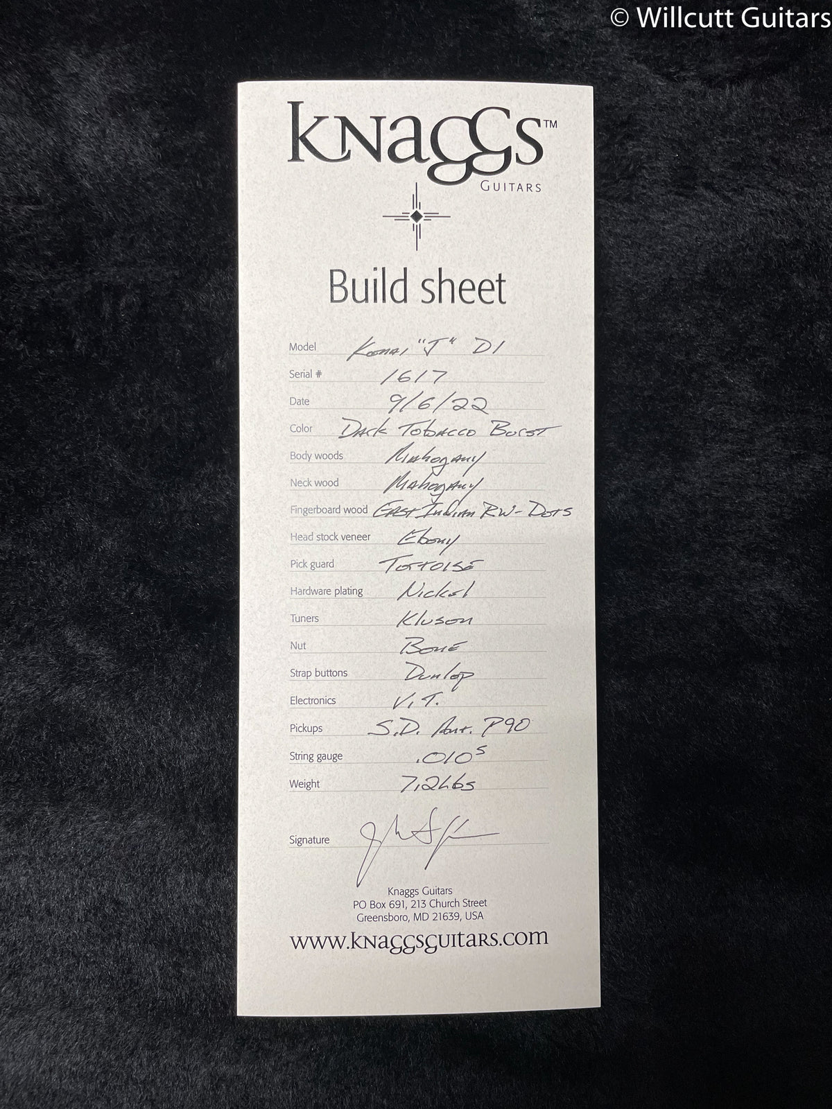 Knaggs Kenai J D1 Tobacco Burst (617)